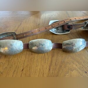 Vintage Southwestern Silver and Leather Modern Concho Belt
